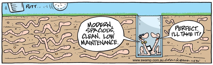 Swamp Cartoon - Worm Golf Hole ComicApril 9, 2019