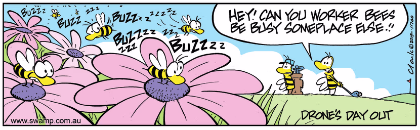 Swamp Cartoon - Drone Bees Golf ComicJune 28, 2019
