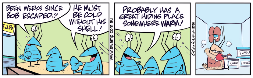 Swamp Cartoon - Bob Crayfish HidingJuly 5, 2019