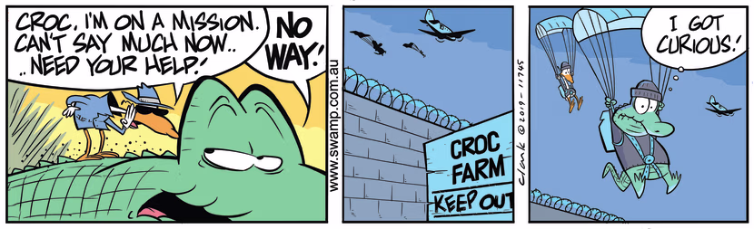 Nitpicker bird has gone undercover and requests help from Old Man Croc for secret mission. Swamp Cartoon - Old Man Croc MissionAugust 20, 2019
