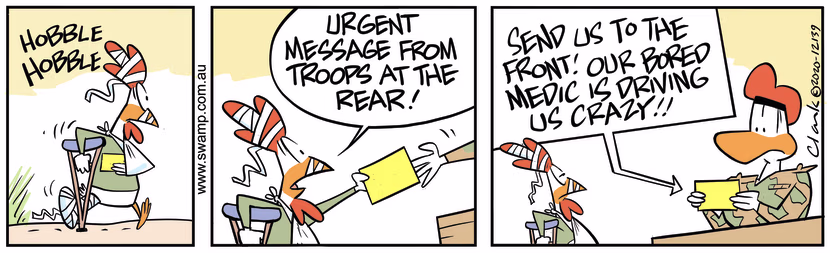 Urgent message to Army Headquarters from the troops at the rear requesting to go to front. Swamp Cartoon - Urgent Message From TroopsMay 31, 2024