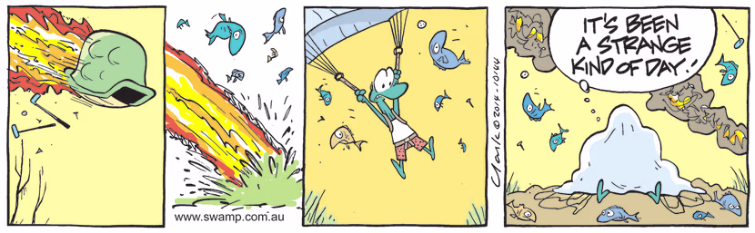 From having his shell on fire and rocketing into the air and then parachuting back to eath Swamp Turtle is having strange day. Swamp Cartoon - Swamp Turtle is Having Strange DayOctober 2, 2021