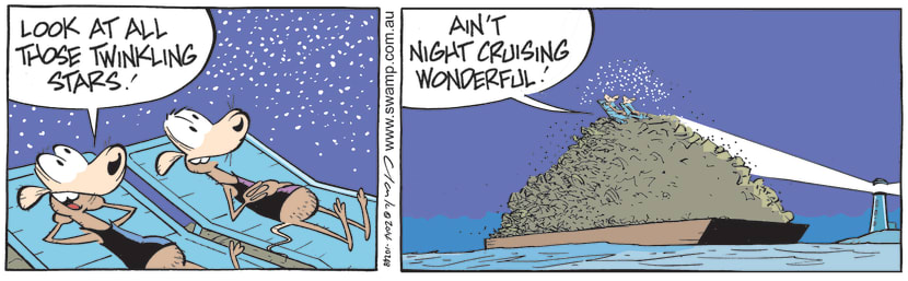 Cheese and Chives Rats are kicking back and enjoying the night sky all lit up by sparkling stars or so they think. Swamp Cartoon - Enjoying the Night SkyNovember 3, 2021