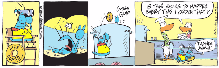 Bob Crayfish is lifeguard on duty when he sees a crayfish in distress and quickly he throws a life rope to save him. Swamp Cartoon - Bob Crayfish is Lifeguard on DutyNovember 11, 2021