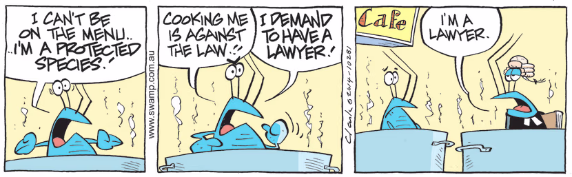 Swamp Cartoon - Bob Crayfish Pleads he’s ProtectedNovember 25, 2021