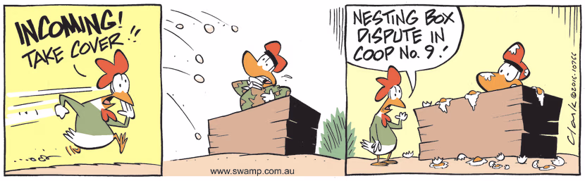 Carrier Pigeon is racing to Army Headquarters to warn the Sergeant of Incoming and to take cover. Swamp Cartoon - Racing to Army HeadquartersAugust 3, 2022