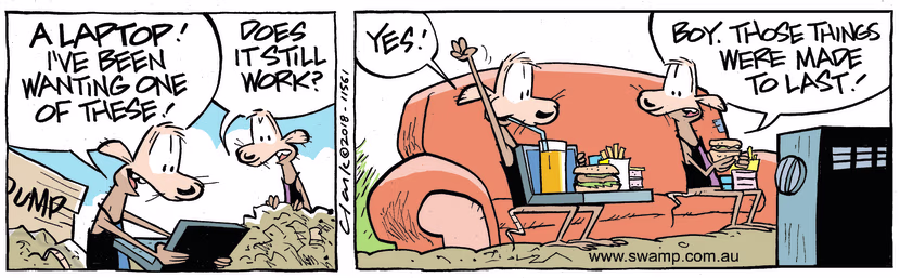 Chives Rat discovers a laptop at the dump and is excited because he wanted one so he checks to see if it works. Swamp Cartoon - Discovers a LaptopSeptember 9, 2023