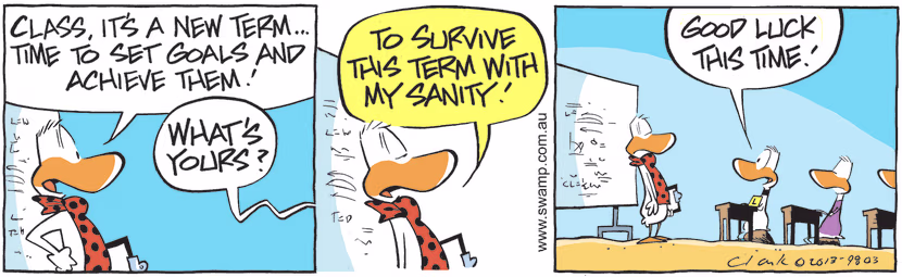Flight Theory Instructor sets new goal for this term and that's to keep his sanity which maybe a big stretch. Swamp Cartoon - Flight Theory Instructor Sets New GoalJune 17, 2021