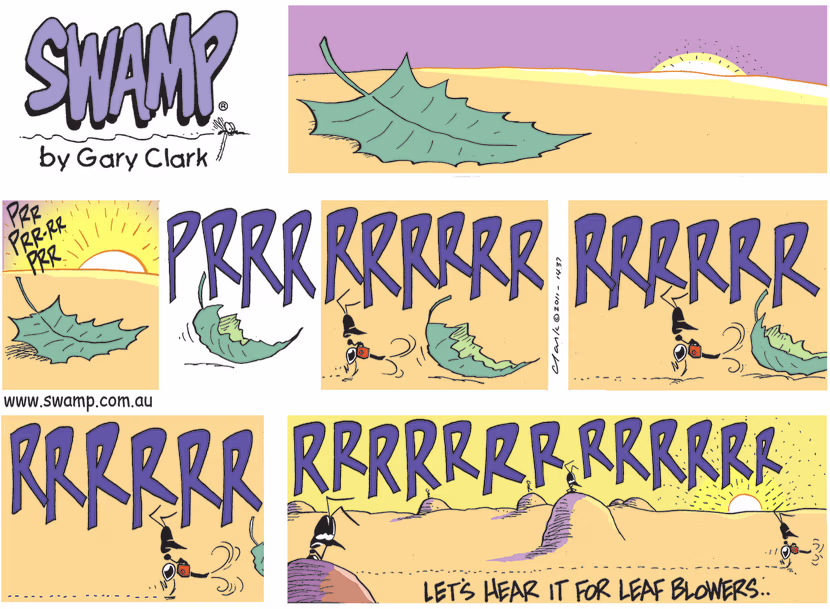 There is nothing more annoying on a Sunday morning than hearing the blast of a leaf blower. Swamp Cartoon - Blast of a Leaf BlowerJuly 3, 2022