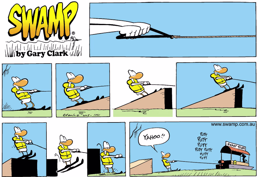 Swamp Cartoon - SkiingFebruary 2, 2003