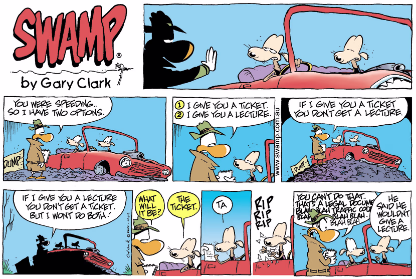Swamp Cartoon - Traffic CrimeAugust 22, 2004