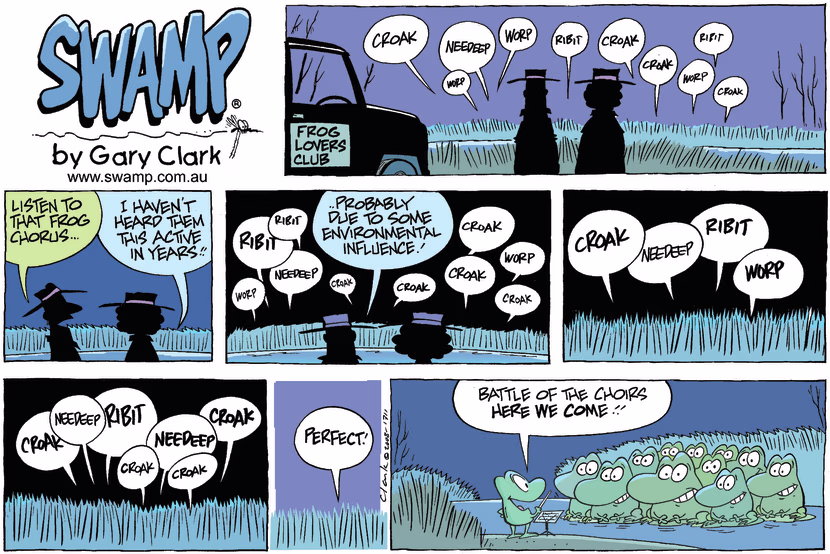 Frog Lover's Club is enjoying all the nightly frog sounds; haven't heard them so prolific. Swamp Cartoon - Getting Back to NatureSeptember 7, 2008