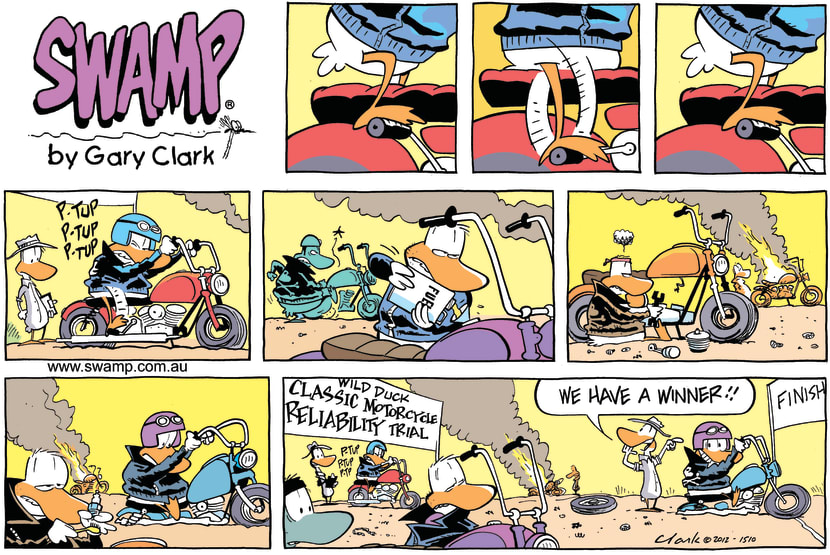 Swamp Cartoon - Classic Motorcycle Reliability ComicJuly 15, 2012