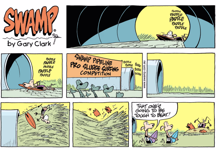 Swamp Cartoon - Swamp Pipeline Surf Competition ComicApril 6, 2014