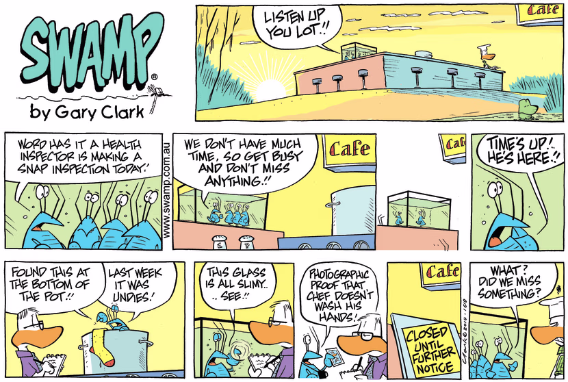 Swamp Cartoon - Bob Crayfish Inspector ComicNovember 30, 2014
