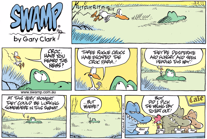 Swamp Cartoon - Rogue Crocs Cafe ComicJanuary 11, 2015