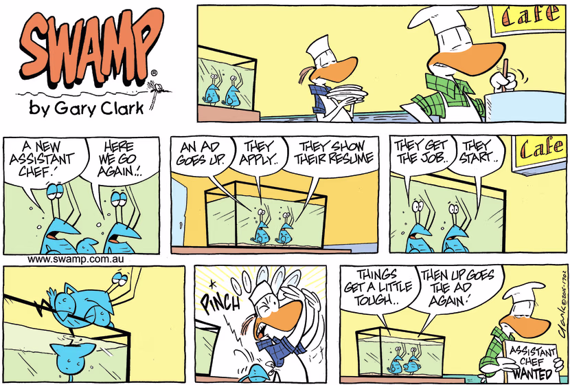 Swamp Cartoon - Bob Crayfish Pinching ComicJuly 24, 2016