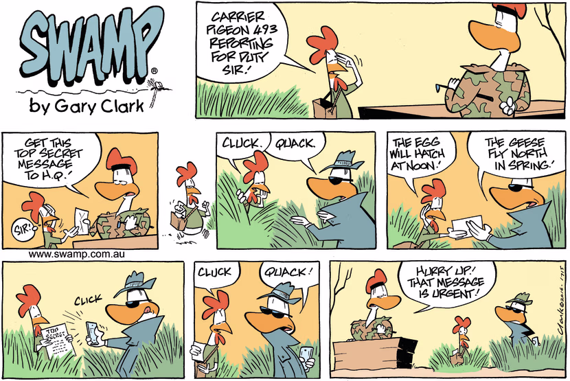 Swamp Cartoon - Carrier Pigeon Duty ComicOctober 30, 2016