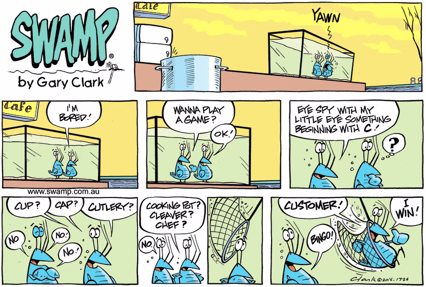 Swamp Cartoon - Bob Crayfish Eye Spy ComicJanuary 22, 2017
