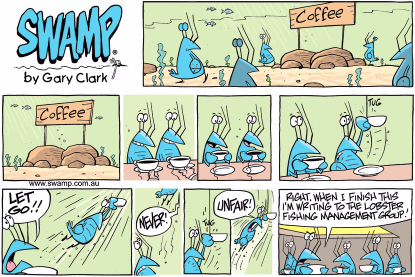 Swamp Cartoon - Bob Crayfish Coffee Cup ComicJune 3, 2018