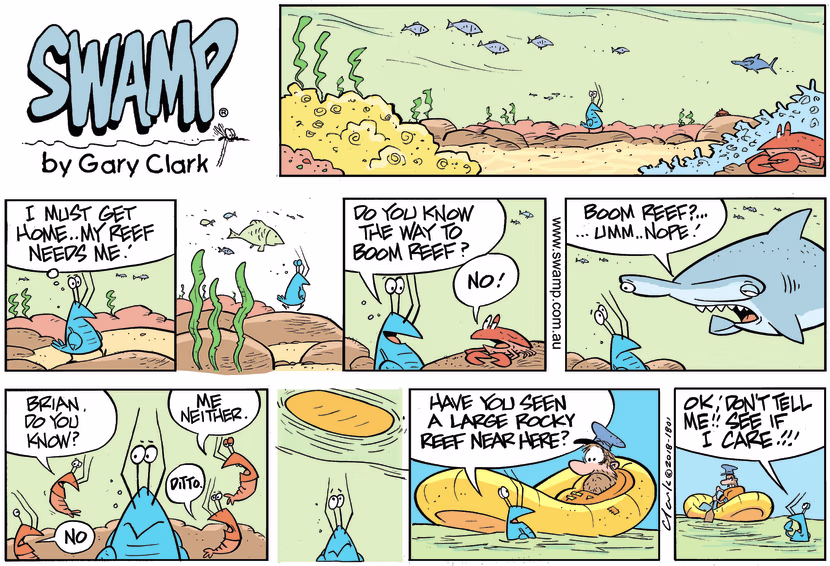 Swamp Cartoon - Bob Crayfish Boom Reef ComicJuly 1, 2018