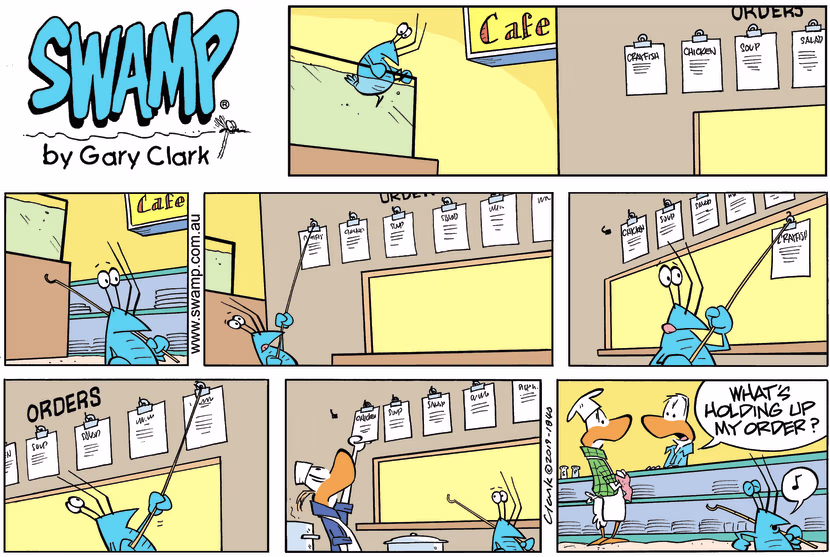 Swamp Cartoon - Bob Crayfish Order Change ComicMarch 31, 2019