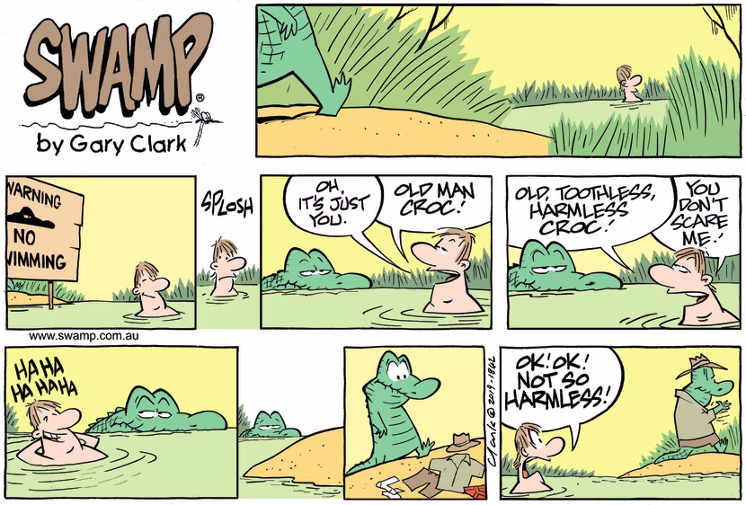 Swamp Cartoon - Old Man Croc Harmless ComicApril 14, 2019