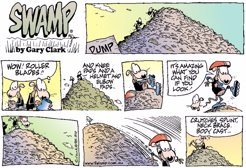 Swamp Cartoon - Rollerblade ScroungingDecember 19, 1999