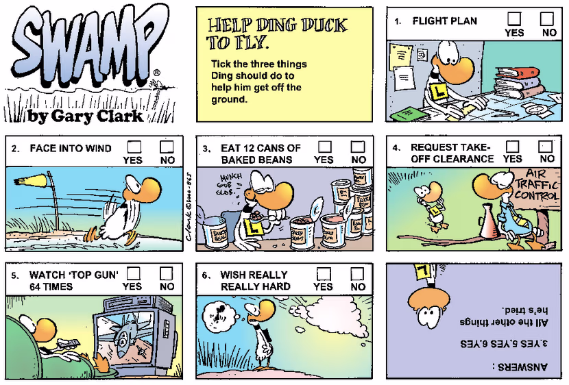 Swamp Cartoon - Help Ding DuckFebruary 6, 2000