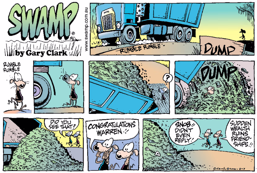 Swamp Cartoon - Dump Truck DeliveryApril 2, 2000