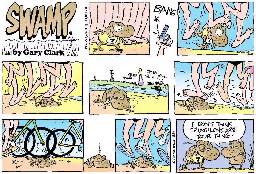 Swamp Cartoon - Toad TriathalonMay 28, 2000