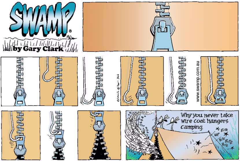 Swamp Cartoon - Mosquitoes Bite Camper ComicNovember 9, 2014