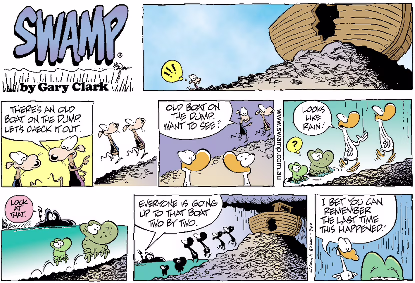 Swamp Cartoon - Dump BoatJuly 15, 2001