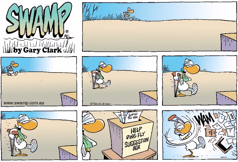 Swamp Cartoon - Ding In PainOctober 14, 2001