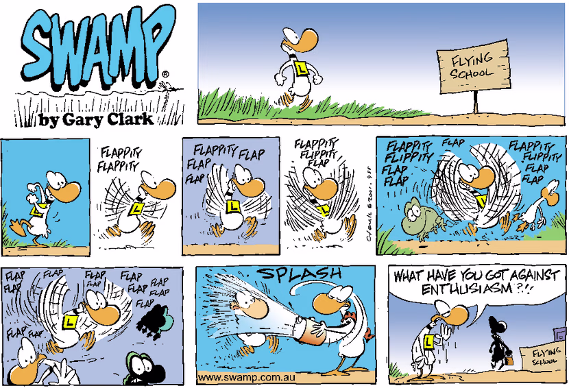 Swamp Cartoon - Flying AttemptOctober 28, 2001