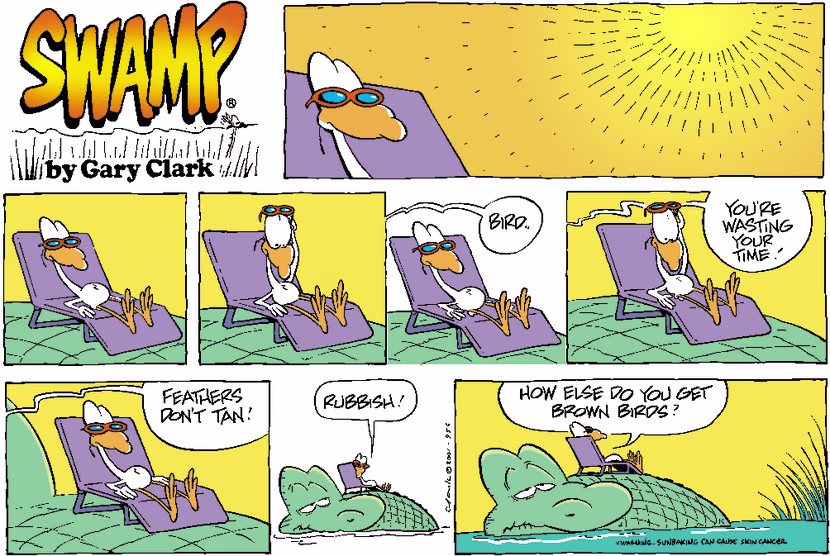 Swamp Cartoon - Sunbaking BirdNovember 4, 2001