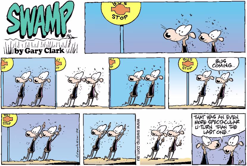Swamp Cartoon - Bus StopNovember 18, 2001
