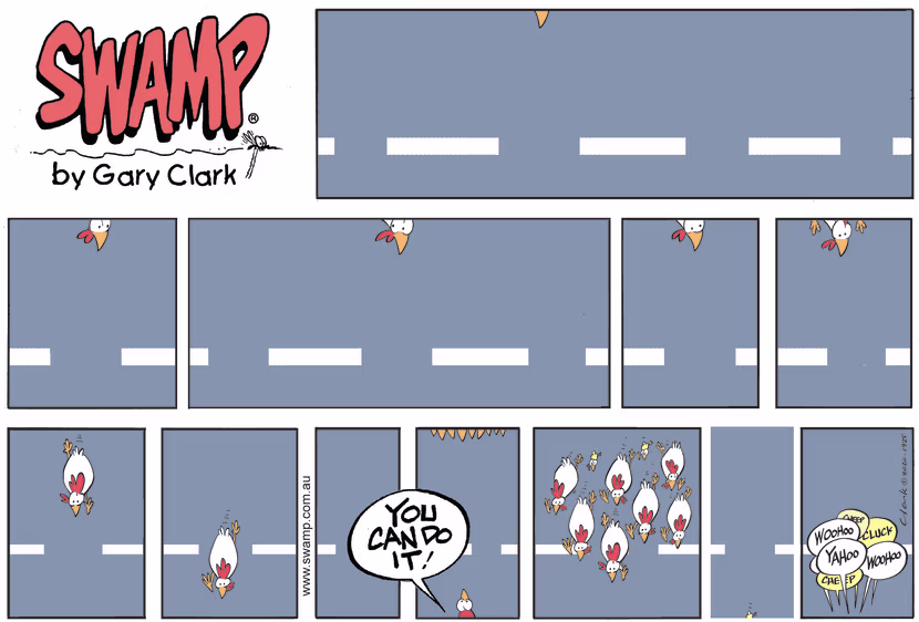 Swamp Cartoon - Can the Chickens Cross The Road?November 15, 2020