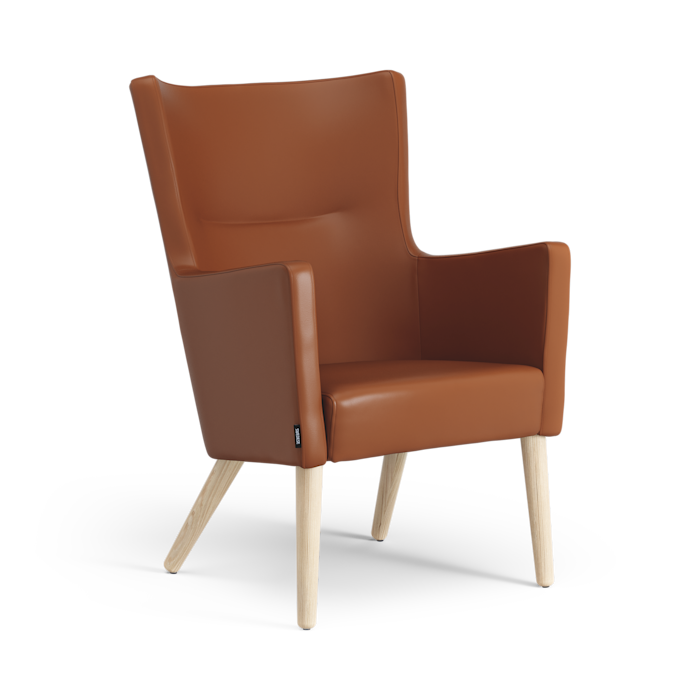 Solino easy chair low back upholstered frame with wooden legs