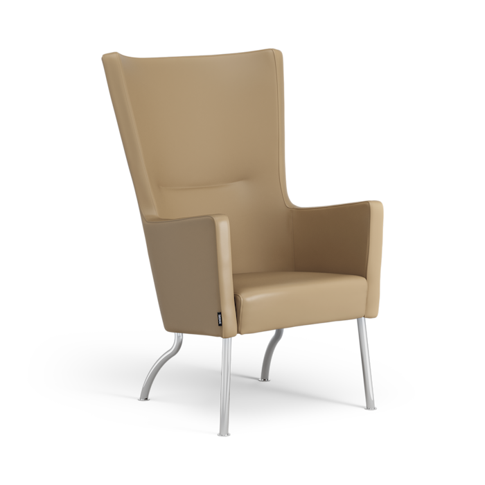 Solino Fåtölj hög helklädd med ben i aluminium