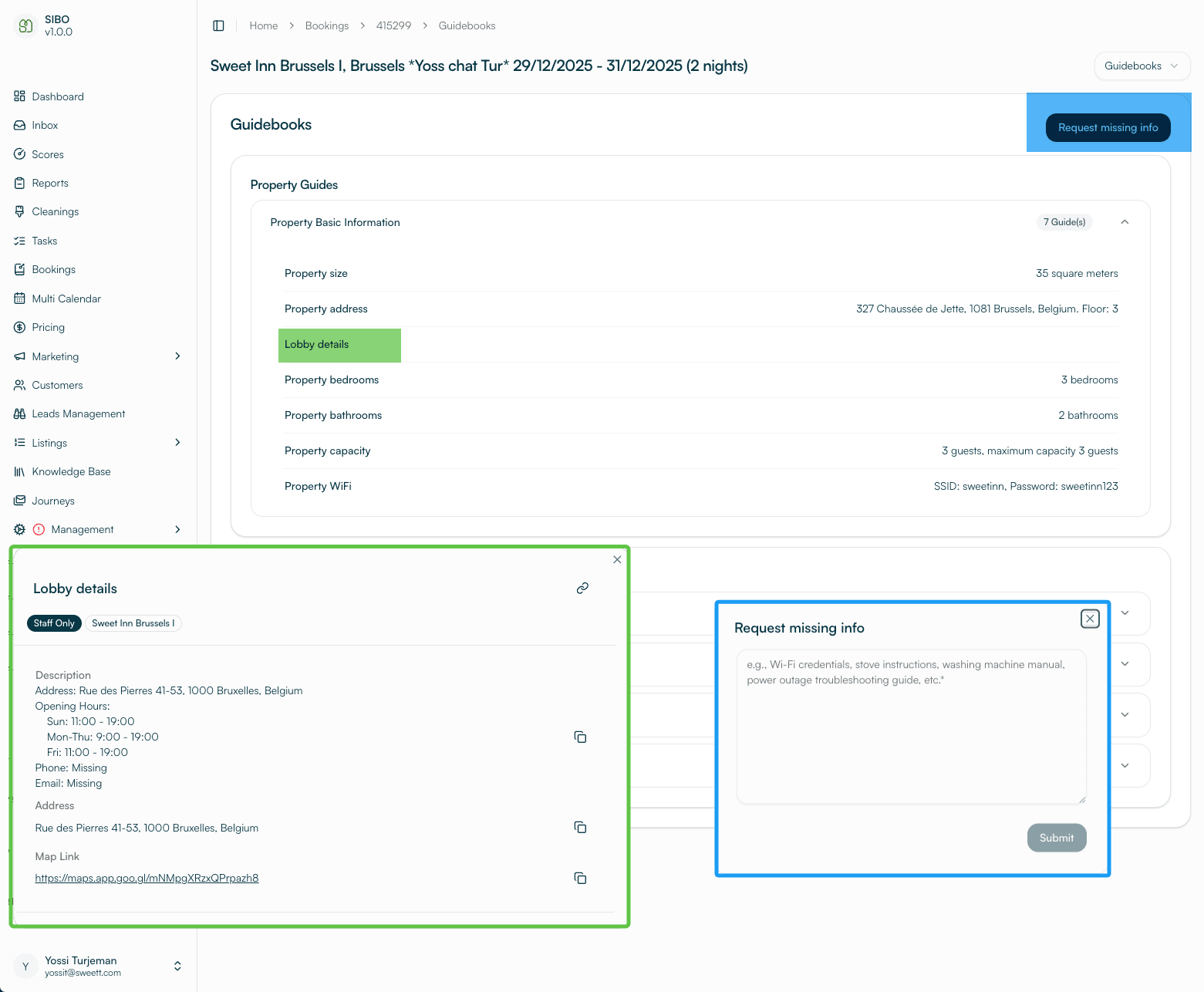 Guidebooks Lobby Details & Missing Info Request