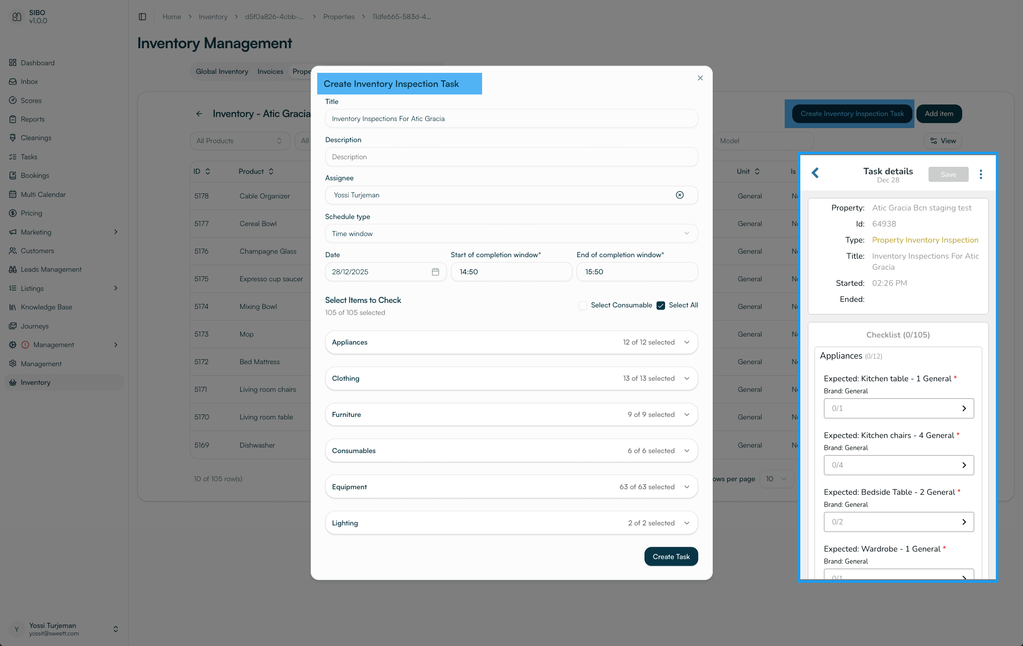 Inventory Inspections & Completion Tasks