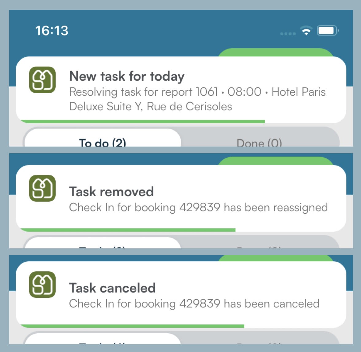 SIBO App — Push Notifications for Today's Tasks