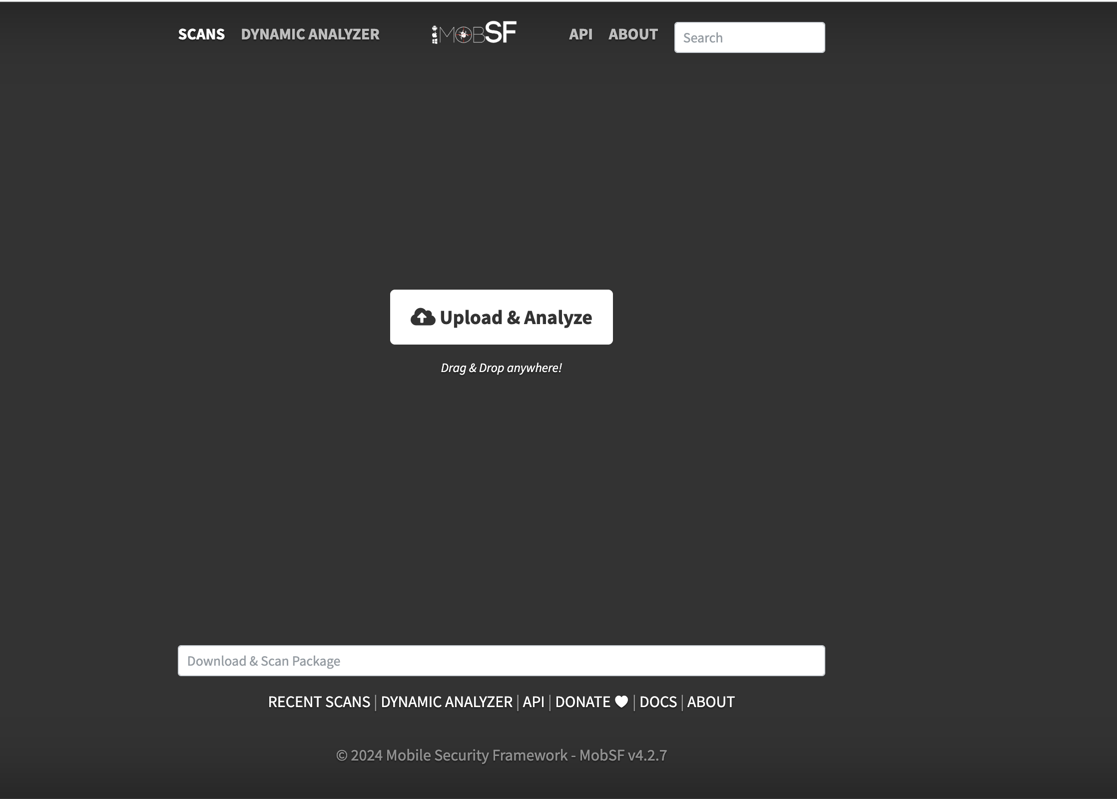 MobSF website - Upload and analyze .IPA or .APK