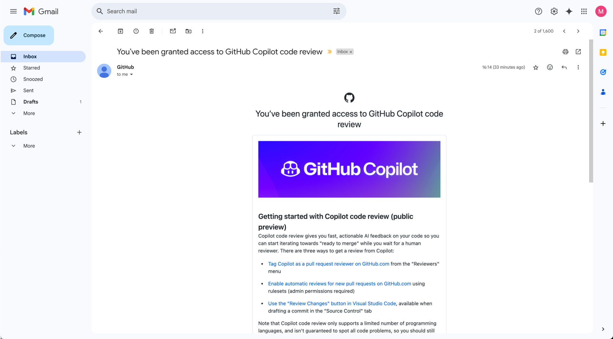 GitHub Copilot Pro Access confirmation mail