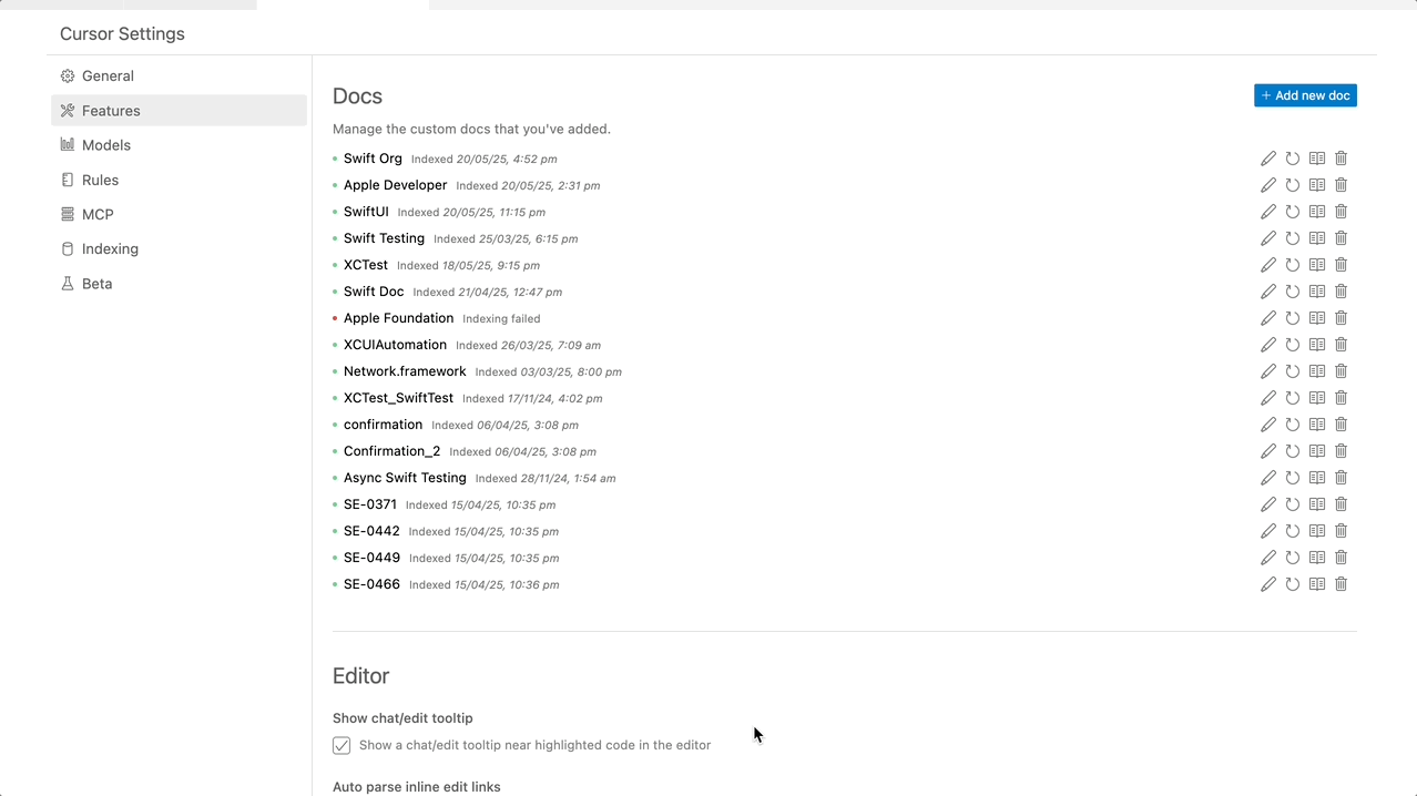 Adding Documentation link to Cursor Docs