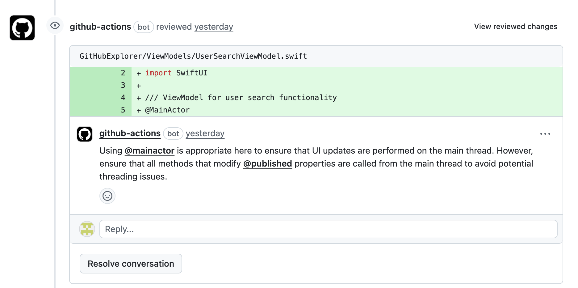 Code Review 5 - @MainActor 