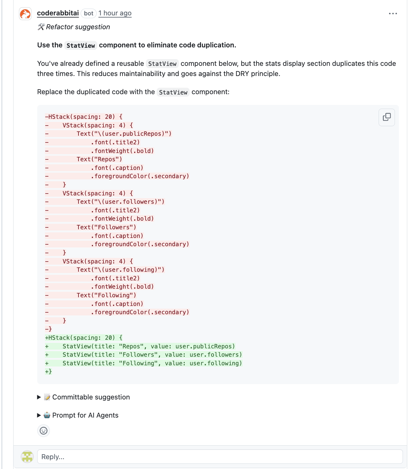 Refractor Suggestion - SwiftUI