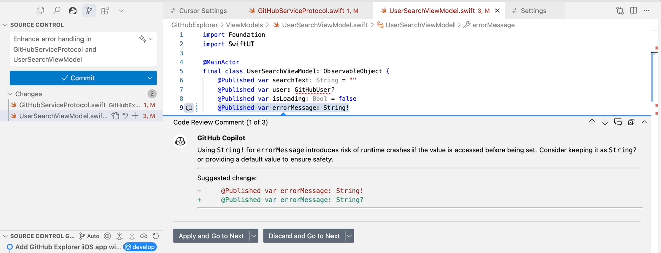 Code Review - GitHub Copilot