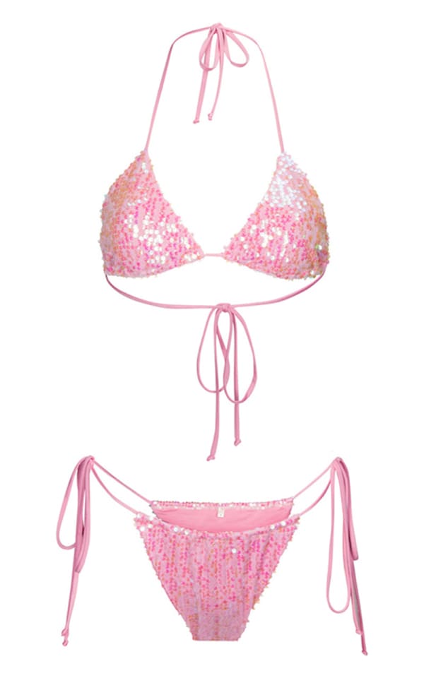 Alyssa Top and Bottom In Pink Sequins